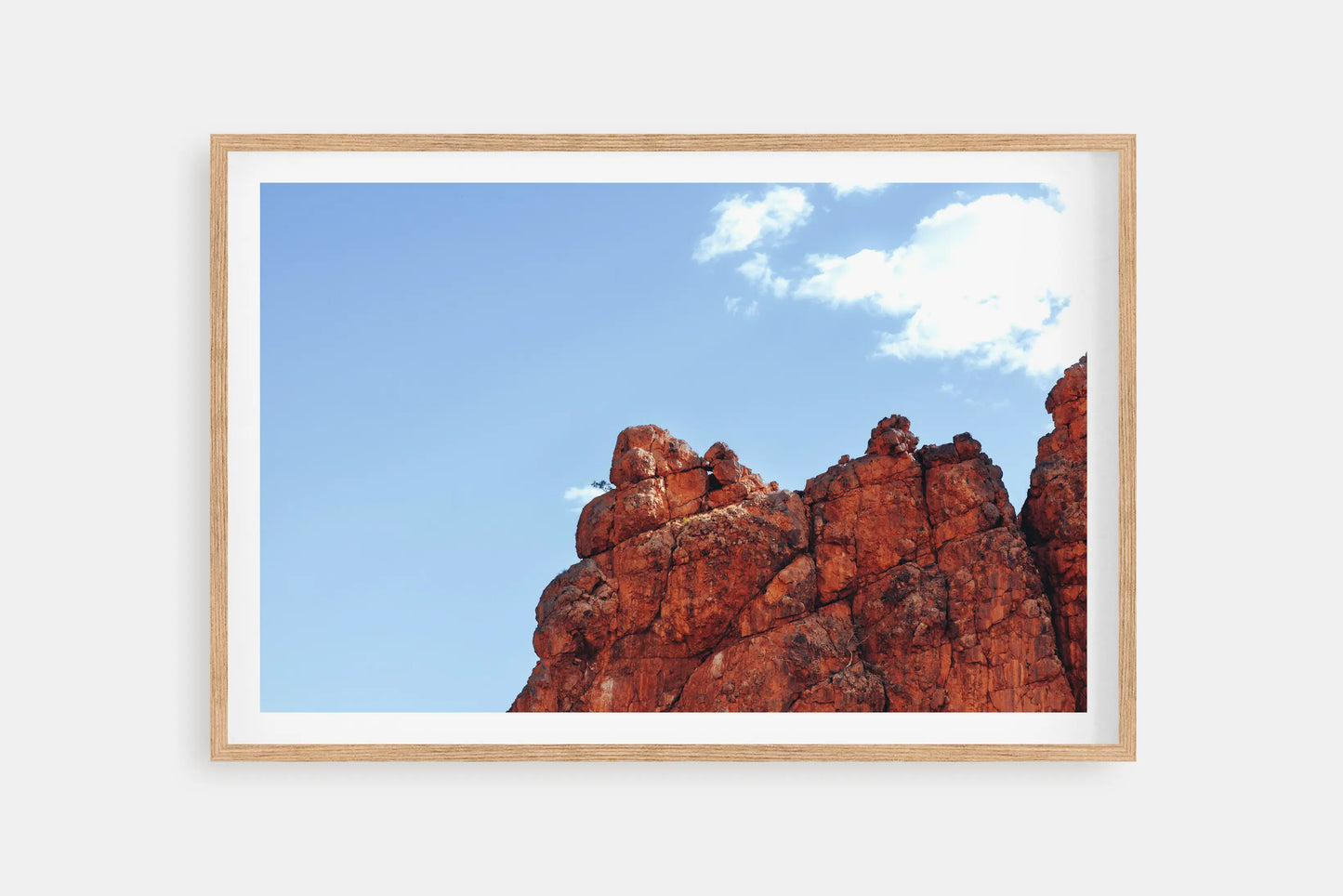 The Red Cliffs at Glen Helen Gorge in the Northern Territory. Australian Landscape Wall Art Prints by Explore By More. Raw Oak Print.