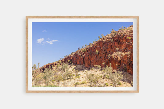 The Red Cliffs at Glen Helen Gorge in the Northern Territory. Australian Landscape Wall Art Prints by Explore By More. Raw Oak Print.